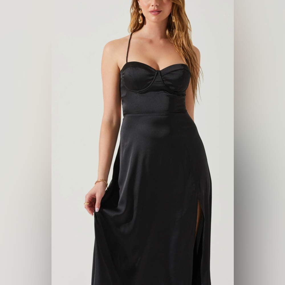 ASTR Gala Bustier Black Midi Party Cocktail Whimsigoth Dark Romantic Dress Sm - Picture 6 of 16